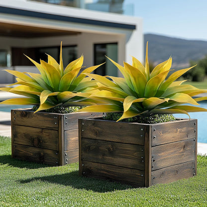 Artificial Agave Plants,Large UV Resistant Fake Agave Planters for Indoor and Outdoor Decorating Artificial Plants for Outdoors Fake Plants 2Pack, 28" Red