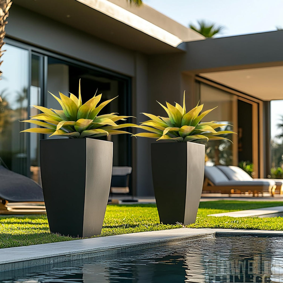Artificial Agave Plants,Large UV Resistant Fake Agave Planters for Indoor and Outdoor Decorating Artificial Plants for Outdoors Fake Plants 2Pack, 28" Red