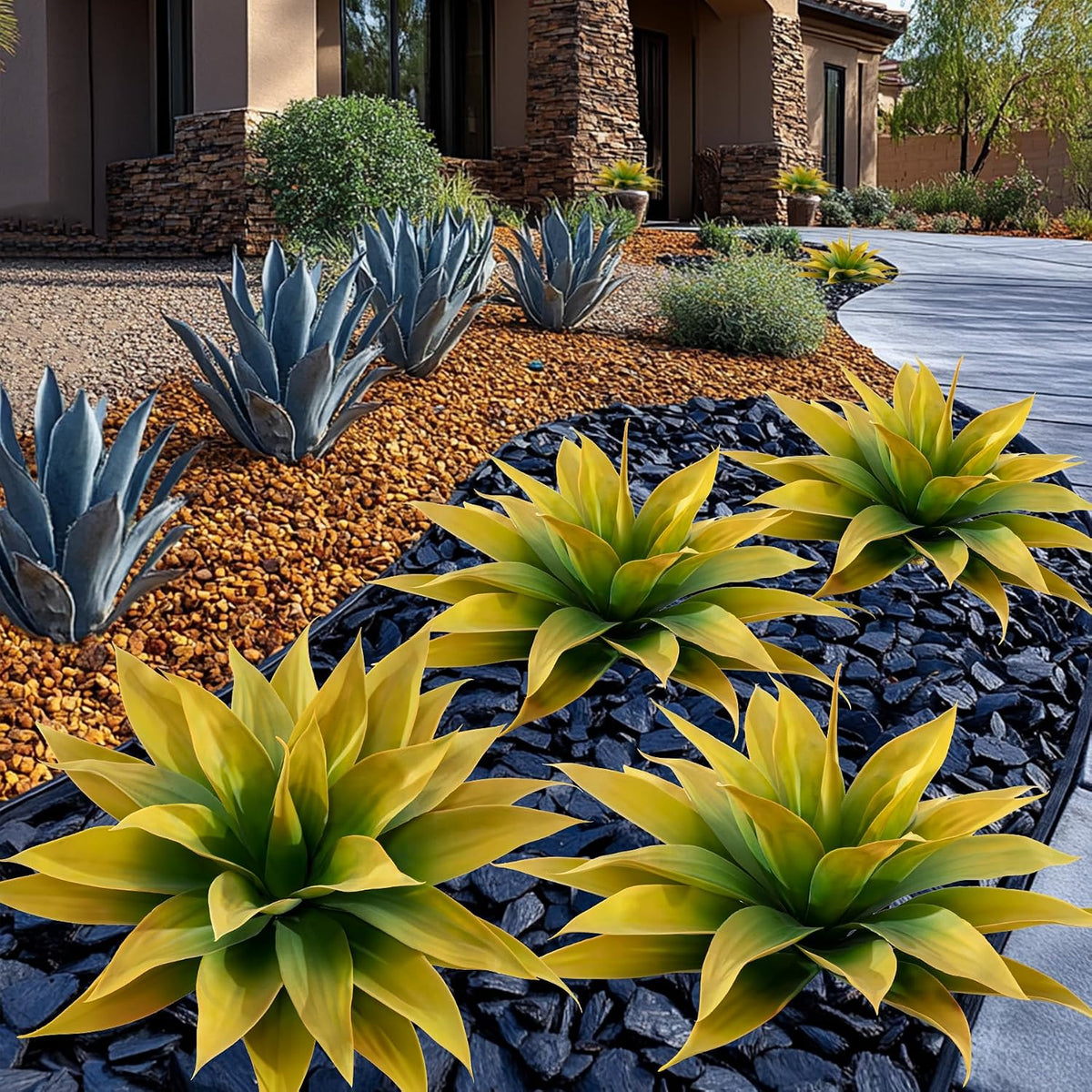 Artificial Agave Plants,Large UV Resistant Fake Agave Planters for Indoor and Outdoor Decorating Artificial Plants for Outdoors Fake Plants 2Pack, 28" Red