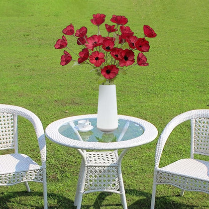 24 Blooms Artificial Poppy Flowers, 8PCS Long Stem Red Faux Poppies, 27.5"/70cm Silk Poppy Flowers with Stems,Red Poppies for Memorial Day Wedding Home Decor Office Party Centerpieces