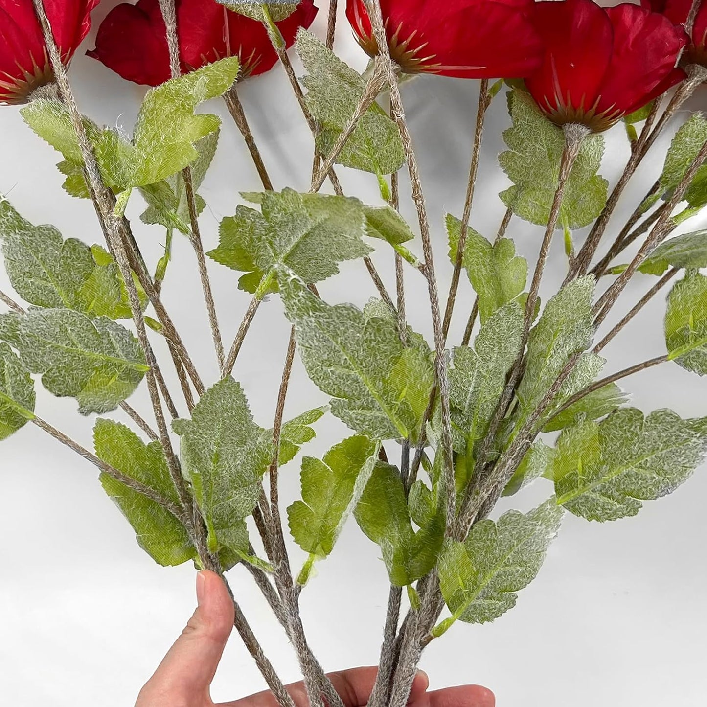 24 Blooms Artificial Poppy Flowers, 8PCS Long Stem Red Faux Poppies, 27.5"/70cm Silk Poppy Flowers with Stems,Red Poppies for Memorial Day Wedding Home Decor Office Party Centerpieces