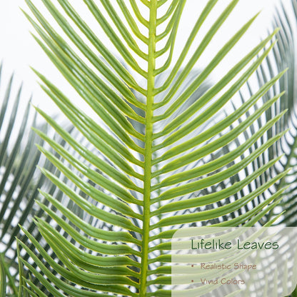 3ft UV Resistant Faux Sago Palm Tree with Natural & Lifelike Bark, 35in Super Full Artificial Cycad Tree with Realistic Leaves, for Home Office Patio Porch Front Door Decor.