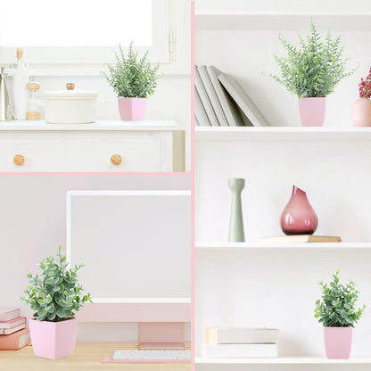 2 Pack Fake Plants in Pot Small Artificial Eucalyptus Potted Plant Faux Rosemary in Pot Greenery for Home Decor Indoor Office Shelf Table Desk Bathroom Decoration (Blue-2)