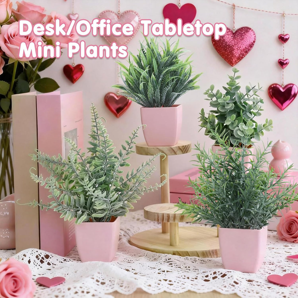 2 Pack Fake Plants in Pot Small Artificial Eucalyptus Potted Plant Faux Rosemary in Pot Greenery for Home Decor Indoor Office Shelf Table Desk Bathroom Decoration (Blue-2)