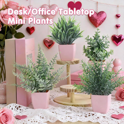 2 Pack Fake Plants in Pot Small Artificial Eucalyptus Potted Plant Faux Rosemary in Pot Greenery for Home Decor Indoor Office Shelf Table Desk Bathroom Decoration (Blue-2)