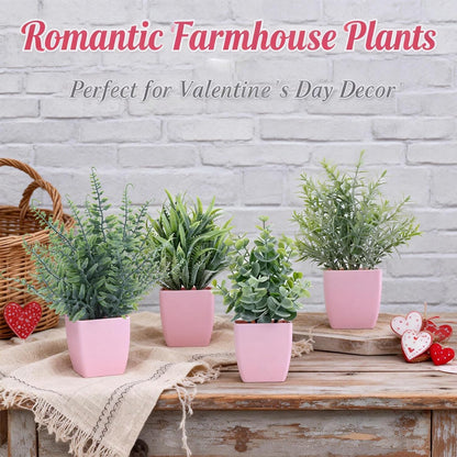 2 Pack Fake Plants in Pot Small Artificial Eucalyptus Potted Plant Faux Rosemary in Pot Greenery for Home Decor Indoor Office Shelf Table Desk Bathroom Decoration (Blue-2)