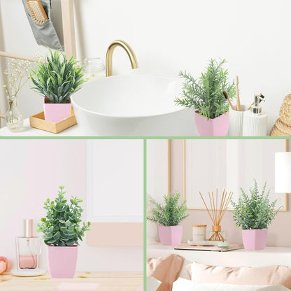 2 Pack Fake Plants in Pot Small Artificial Eucalyptus Potted Plant Faux Rosemary in Pot Greenery for Home Decor Indoor Office Shelf Table Desk Bathroom Decoration (Blue-2)
