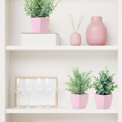 2 Pack Fake Plants in Pot Small Artificial Eucalyptus Potted Plant Faux Rosemary in Pot Greenery for Home Decor Indoor Office Shelf Table Desk Bathroom Decoration (Blue-2)