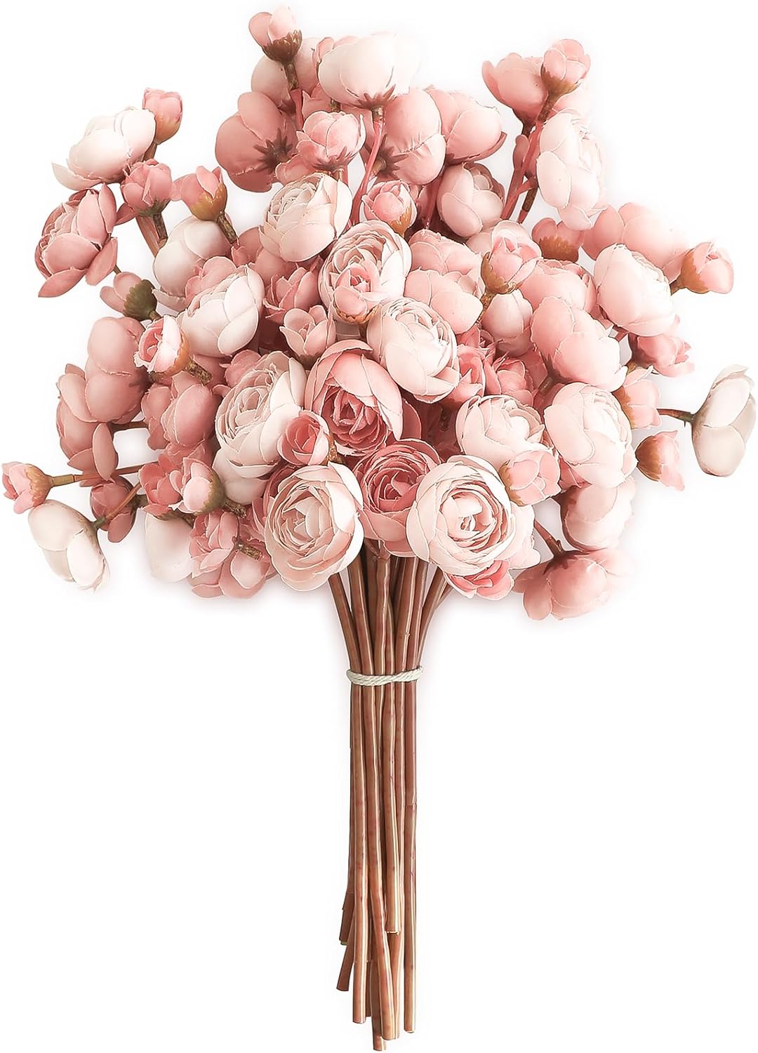 Ranunculus Artificial Flowers 18 Pcs Dusty Rose Faux Silk Mini Ranunculus Bulk Fake Wedding Filler Flowers for DIY Bouquets, Centerpieces, Bridal Shower Decorations & Arrangements