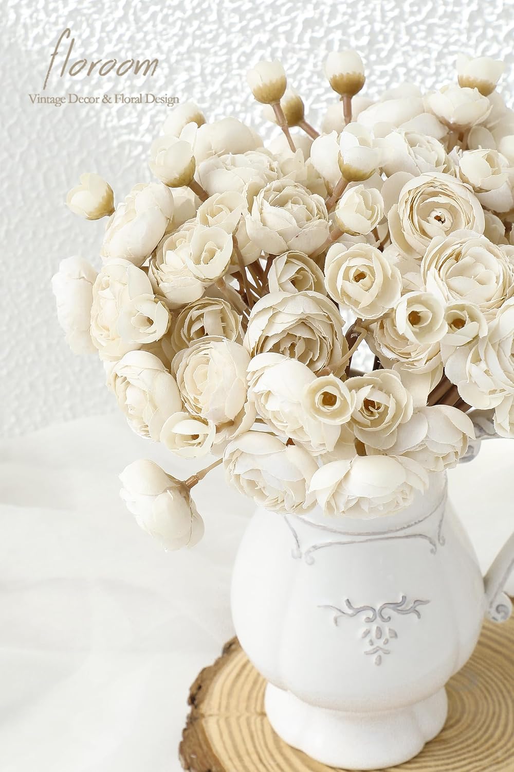 Ranunculus Artificial Flowers 18 Pcs Dusty Rose Faux Silk Mini Ranunculus Bulk Fake Wedding Filler Flowers for DIY Bouquets, Centerpieces, Bridal Shower Decorations & Arrangements