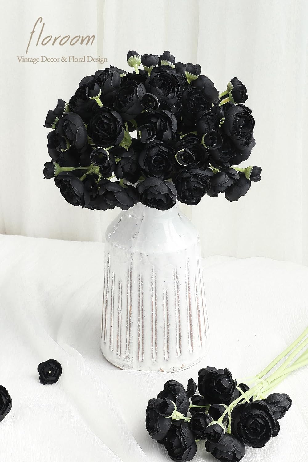 Ranunculus Artificial Flowers 18 Pcs Dusty Rose Faux Silk Mini Ranunculus Bulk Fake Wedding Filler Flowers for DIY Bouquets, Centerpieces, Bridal Shower Decorations & Arrangements