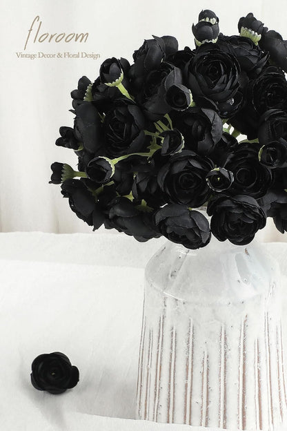 Ranunculus Artificial Flowers 18 Pcs Dusty Rose Faux Silk Mini Ranunculus Bulk Fake Wedding Filler Flowers for DIY Bouquets, Centerpieces, Bridal Shower Decorations & Arrangements