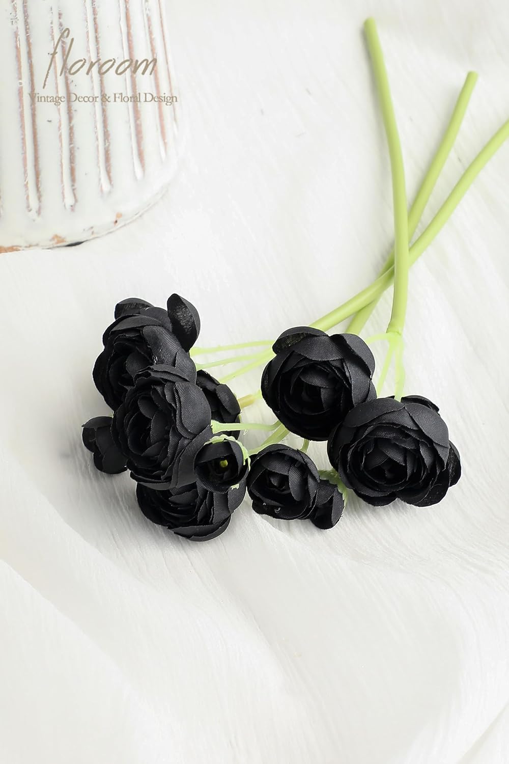 Ranunculus Artificial Flowers 18 Pcs Dusty Rose Faux Silk Mini Ranunculus Bulk Fake Wedding Filler Flowers for DIY Bouquets, Centerpieces, Bridal Shower Decorations & Arrangements
