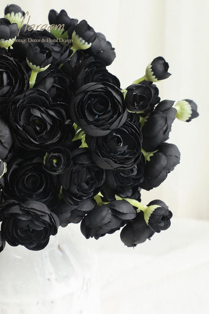 Ranunculus Artificial Flowers 18 Pcs Dusty Rose Faux Silk Mini Ranunculus Bulk Fake Wedding Filler Flowers for DIY Bouquets, Centerpieces, Bridal Shower Decorations & Arrangements