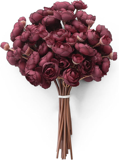 Ranunculus Artificial Flowers 18 Pcs Dusty Rose Faux Silk Mini Ranunculus Bulk Fake Wedding Filler Flowers for DIY Bouquets, Centerpieces, Bridal Shower Decorations & Arrangements