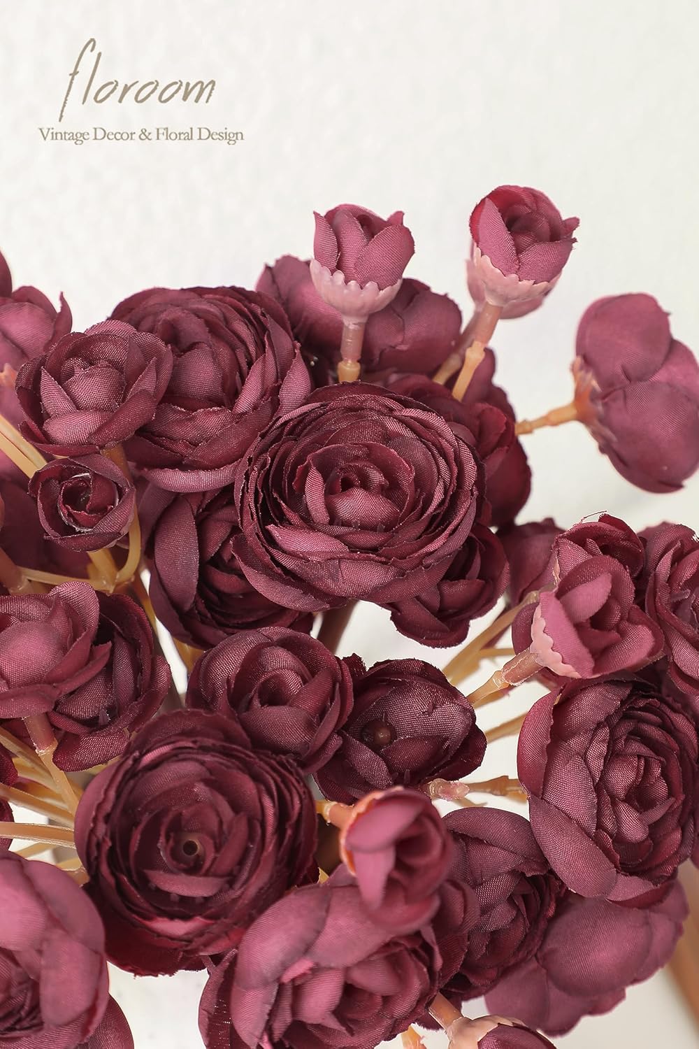 Ranunculus Artificial Flowers 18 Pcs Dusty Rose Faux Silk Mini Ranunculus Bulk Fake Wedding Filler Flowers for DIY Bouquets, Centerpieces, Bridal Shower Decorations & Arrangements