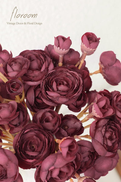Ranunculus Artificial Flowers 18 Pcs Dusty Rose Faux Silk Mini Ranunculus Bulk Fake Wedding Filler Flowers for DIY Bouquets, Centerpieces, Bridal Shower Decorations & Arrangements