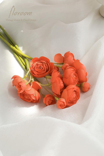 Ranunculus Artificial Flowers 18 Pcs Dusty Rose Faux Silk Mini Ranunculus Bulk Fake Wedding Filler Flowers for DIY Bouquets, Centerpieces, Bridal Shower Decorations & Arrangements