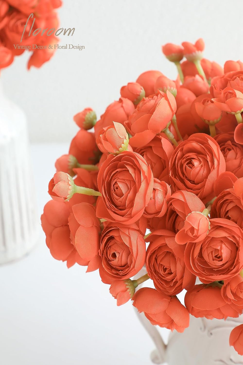Ranunculus Artificial Flowers 18 Pcs Dusty Rose Faux Silk Mini Ranunculus Bulk Fake Wedding Filler Flowers for DIY Bouquets, Centerpieces, Bridal Shower Decorations & Arrangements