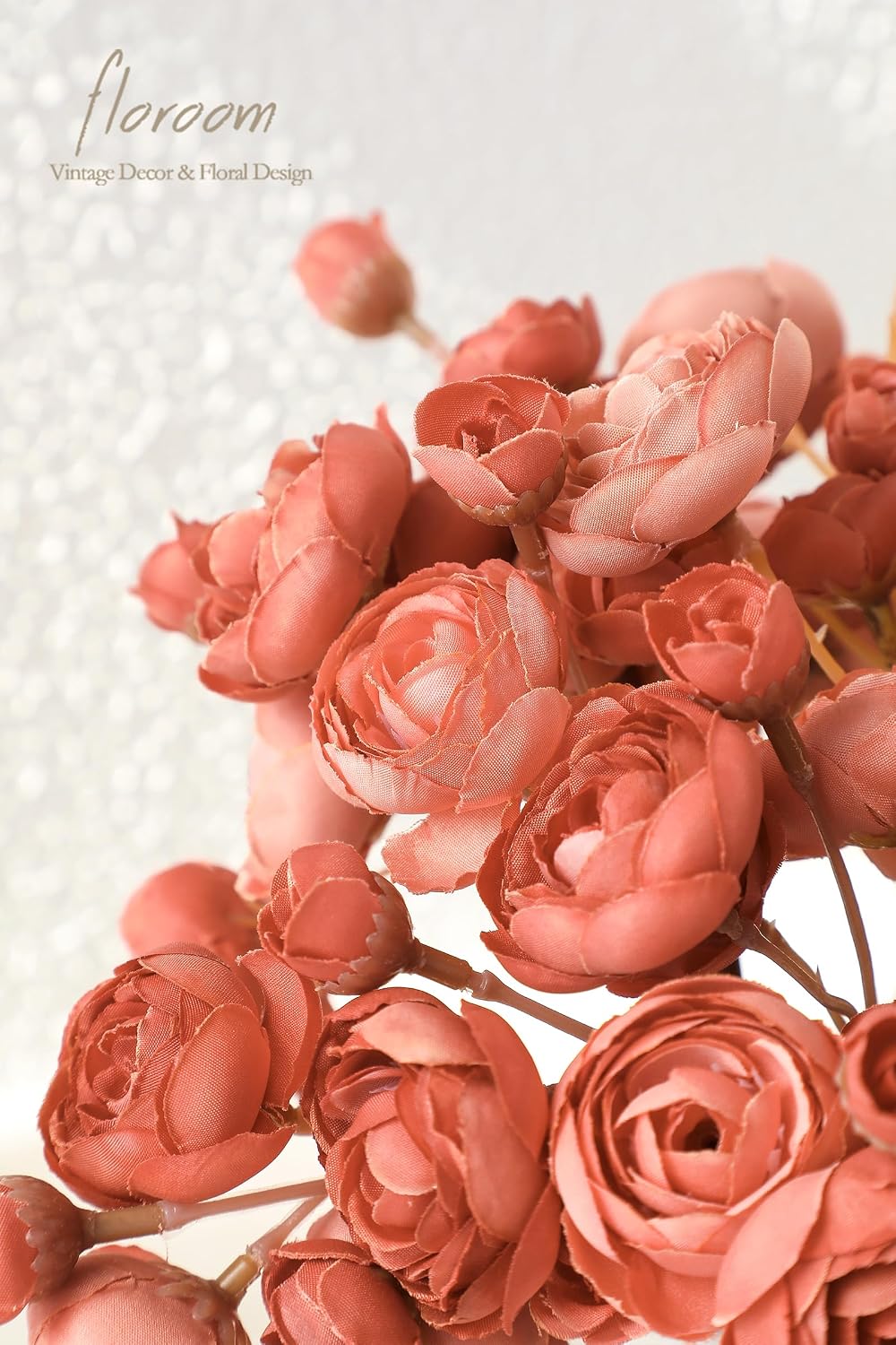 Ranunculus Artificial Flowers 18 Pcs Dusty Rose Faux Silk Mini Ranunculus Bulk Fake Wedding Filler Flowers for DIY Bouquets, Centerpieces, Bridal Shower Decorations & Arrangements