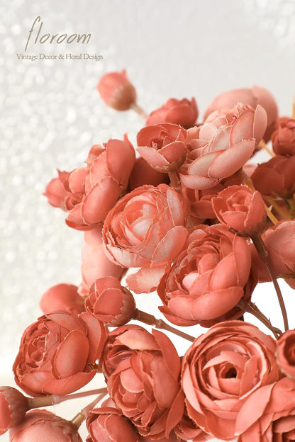 Ranunculus Artificial Flowers 18 Pcs Dusty Rose Faux Silk Mini Ranunculus Bulk Fake Wedding Filler Flowers for DIY Bouquets, Centerpieces, Bridal Shower Decorations & Arrangements