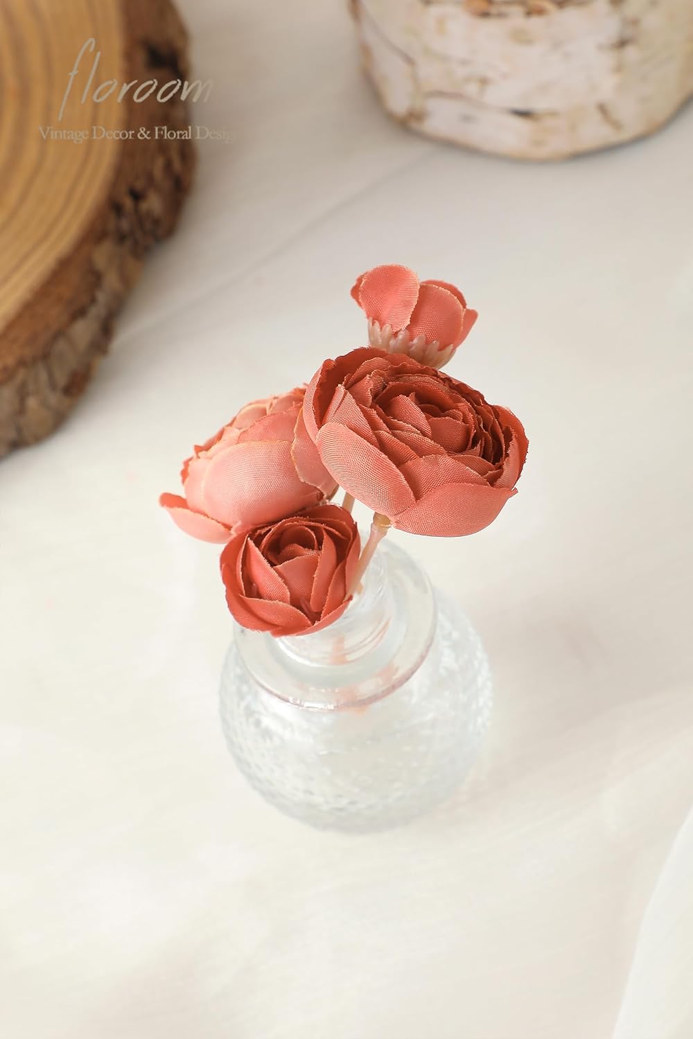 Ranunculus Artificial Flowers 18 Pcs Dusty Rose Faux Silk Mini Ranunculus Bulk Fake Wedding Filler Flowers for DIY Bouquets, Centerpieces, Bridal Shower Decorations & Arrangements