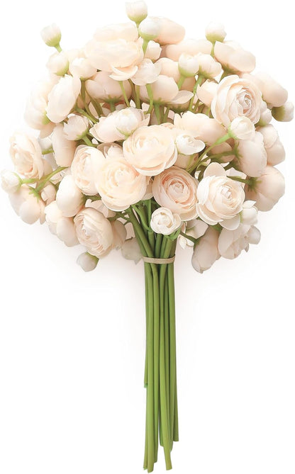 Ranunculus Artificial Flowers 18 Pcs Dusty Rose Faux Silk Mini Ranunculus Bulk Fake Wedding Filler Flowers for DIY Bouquets, Centerpieces, Bridal Shower Decorations & Arrangements