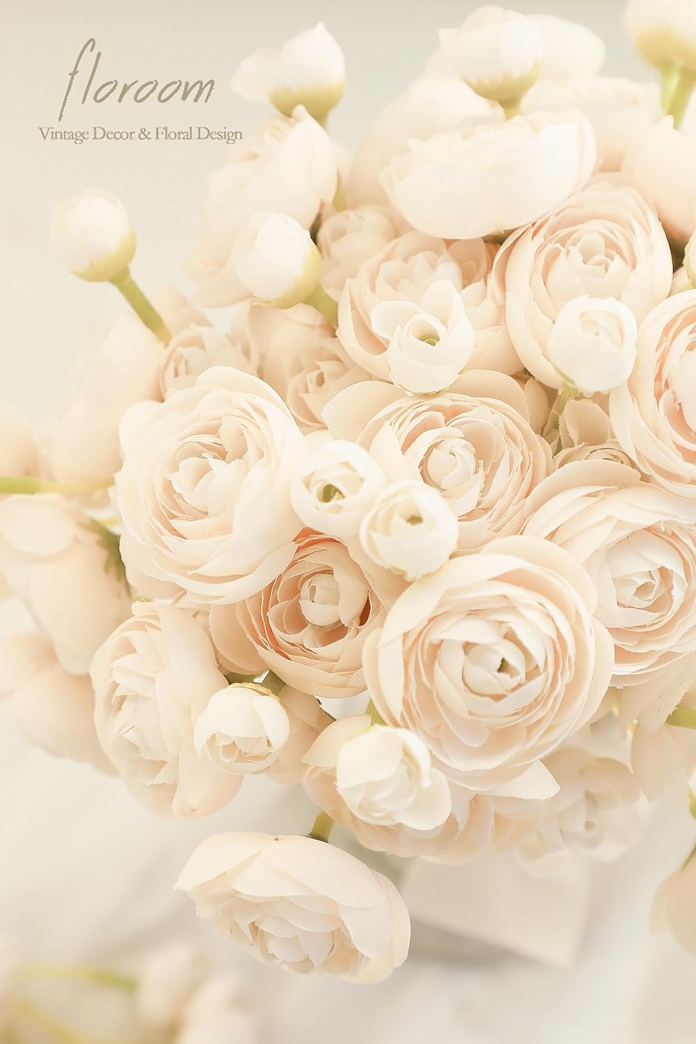 Ranunculus Artificial Flowers 18 Pcs Dusty Rose Faux Silk Mini Ranunculus Bulk Fake Wedding Filler Flowers for DIY Bouquets, Centerpieces, Bridal Shower Decorations & Arrangements