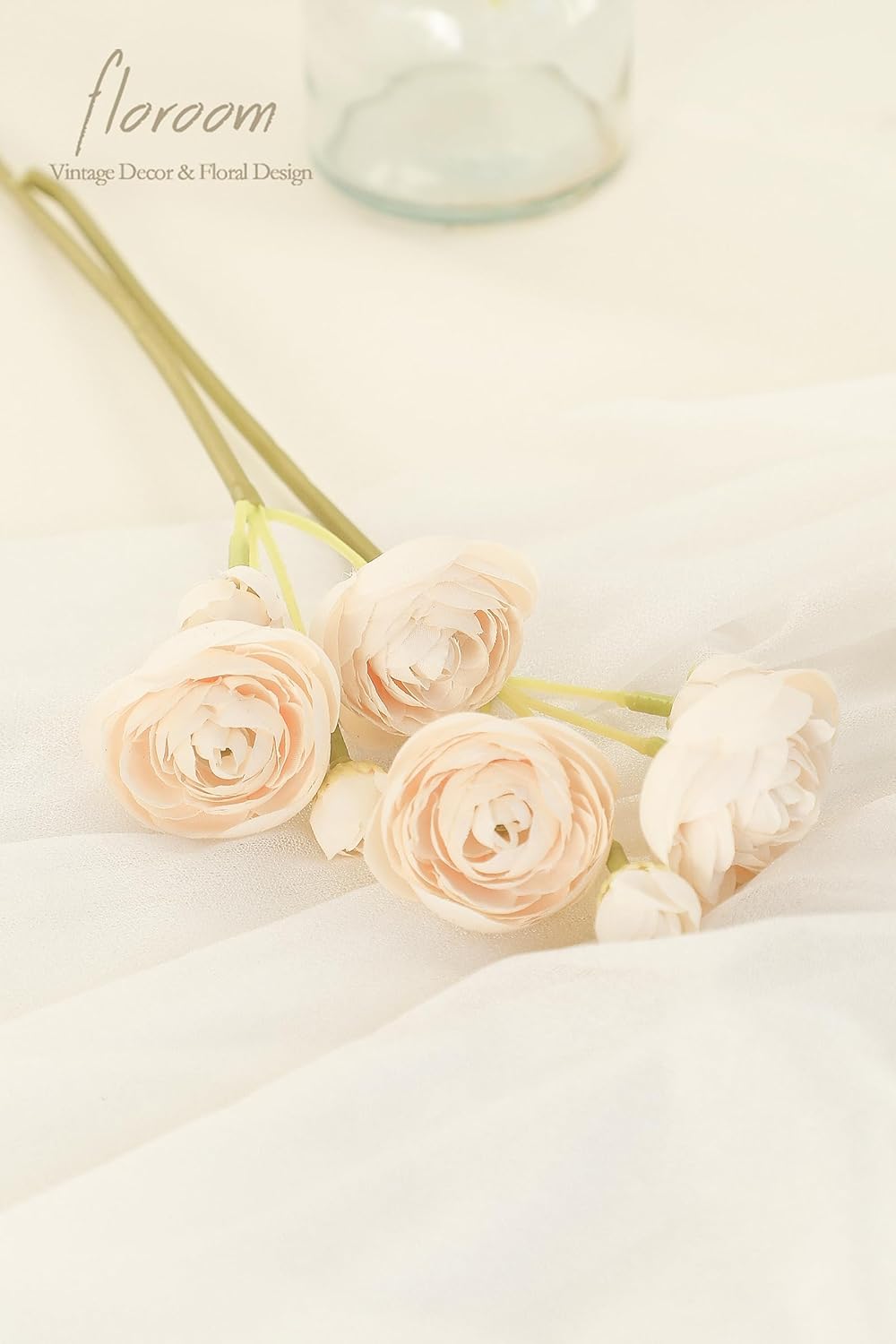 Ranunculus Artificial Flowers 18 Pcs Dusty Rose Faux Silk Mini Ranunculus Bulk Fake Wedding Filler Flowers for DIY Bouquets, Centerpieces, Bridal Shower Decorations & Arrangements