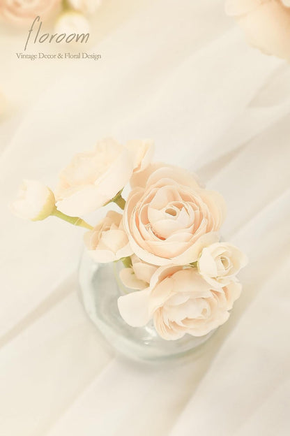 Ranunculus Artificial Flowers 18 Pcs Dusty Rose Faux Silk Mini Ranunculus Bulk Fake Wedding Filler Flowers for DIY Bouquets, Centerpieces, Bridal Shower Decorations & Arrangements