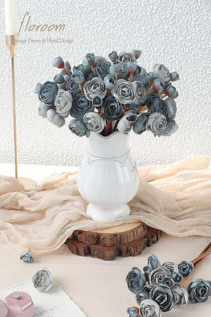 Ranunculus Artificial Flowers 18 Pcs Dusty Rose Faux Silk Mini Ranunculus Bulk Fake Wedding Filler Flowers for DIY Bouquets, Centerpieces, Bridal Shower Decorations & Arrangements