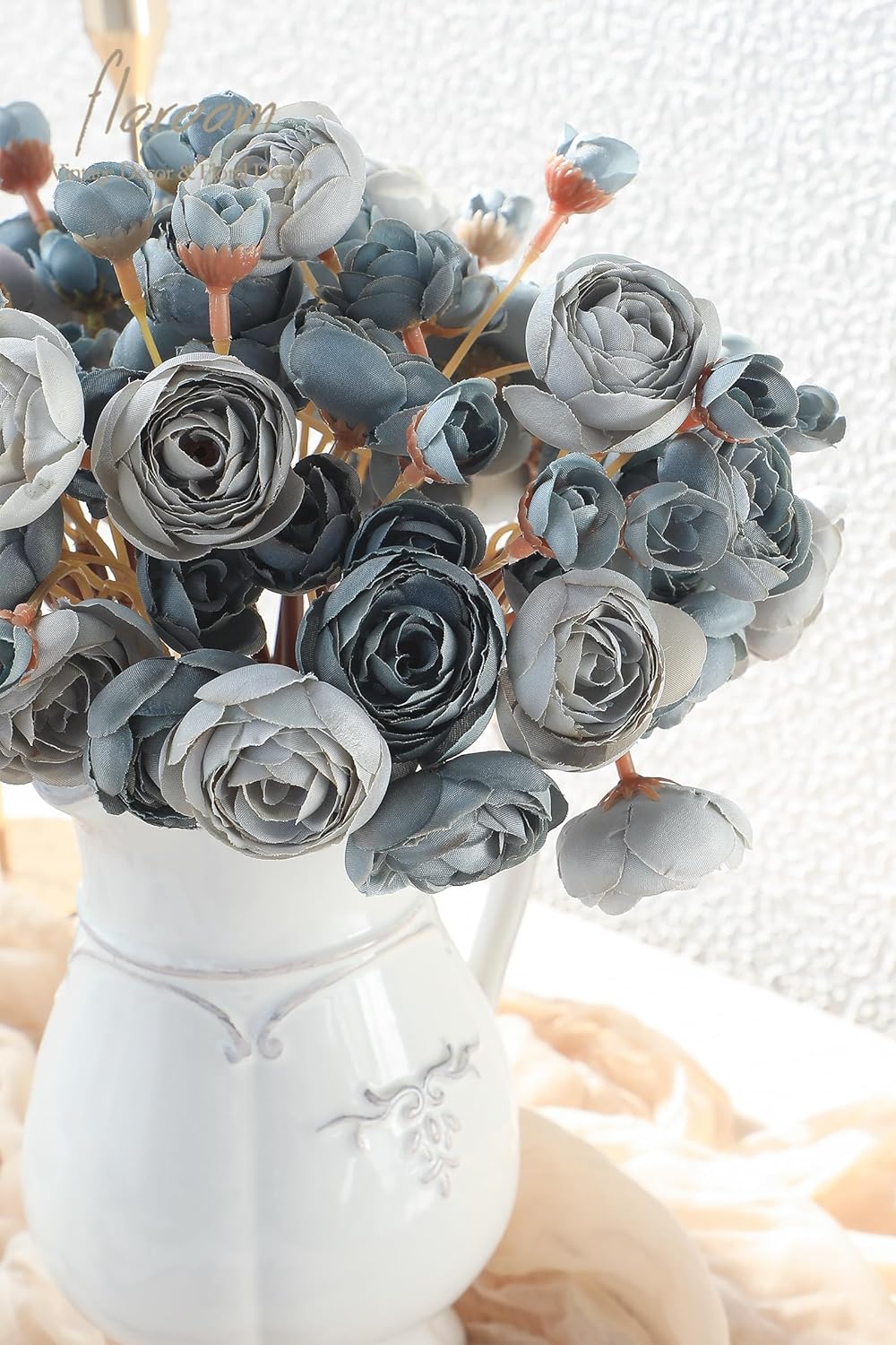 Ranunculus Artificial Flowers 18 Pcs Dusty Rose Faux Silk Mini Ranunculus Bulk Fake Wedding Filler Flowers for DIY Bouquets, Centerpieces, Bridal Shower Decorations & Arrangements