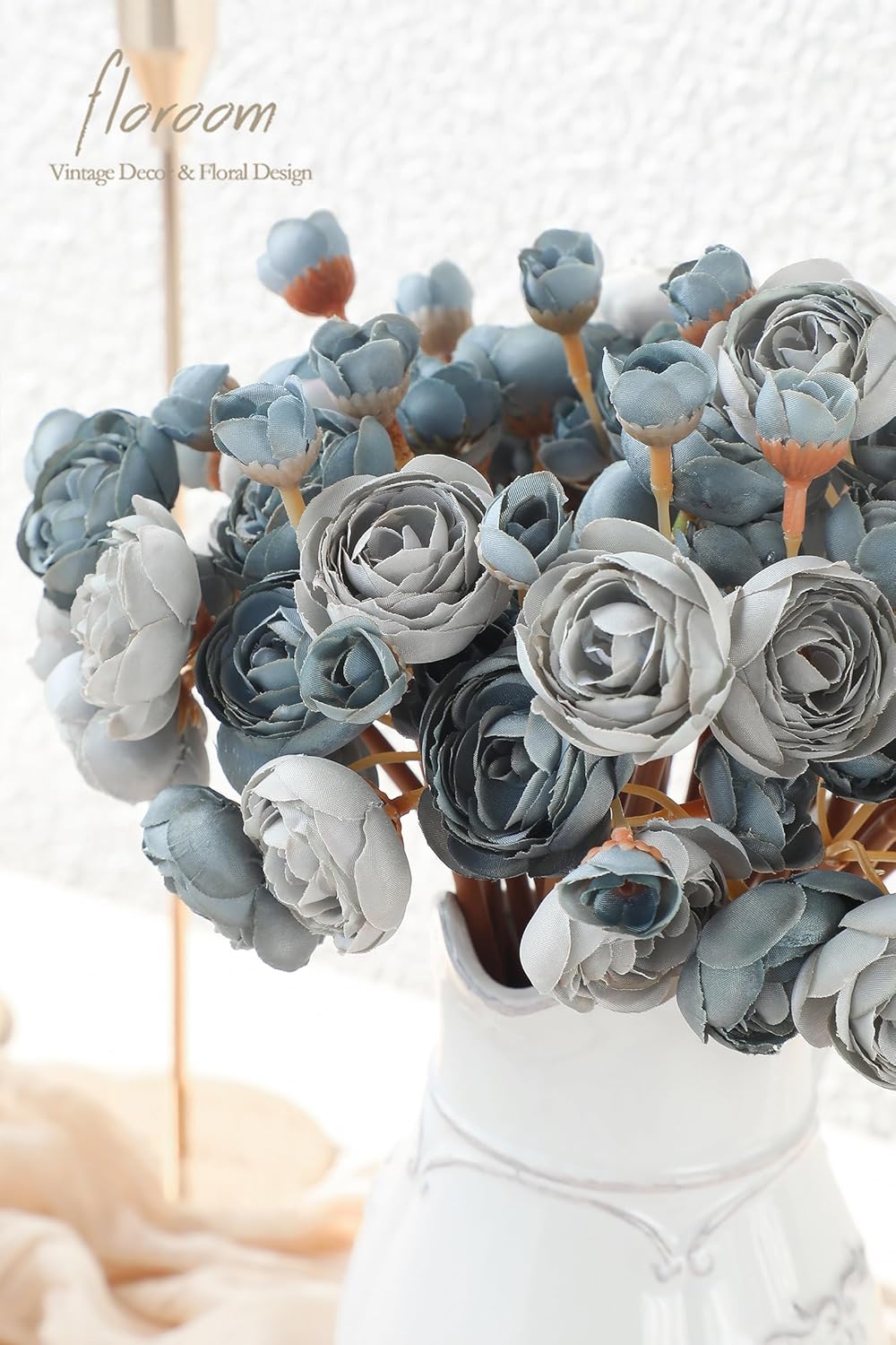 Ranunculus Artificial Flowers 18 Pcs Dusty Rose Faux Silk Mini Ranunculus Bulk Fake Wedding Filler Flowers for DIY Bouquets, Centerpieces, Bridal Shower Decorations & Arrangements