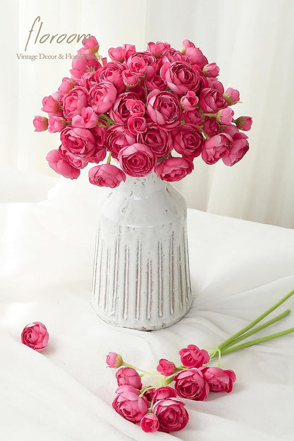 Ranunculus Artificial Flowers 18 Pcs Dusty Rose Faux Silk Mini Ranunculus Bulk Fake Wedding Filler Flowers for DIY Bouquets, Centerpieces, Bridal Shower Decorations & Arrangements
