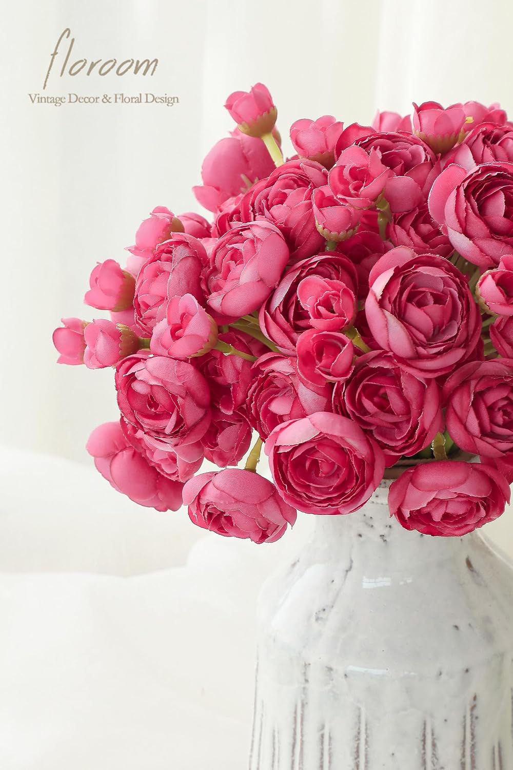 Ranunculus Artificial Flowers 18 Pcs Dusty Rose Faux Silk Mini Ranunculus Bulk Fake Wedding Filler Flowers for DIY Bouquets, Centerpieces, Bridal Shower Decorations & Arrangements