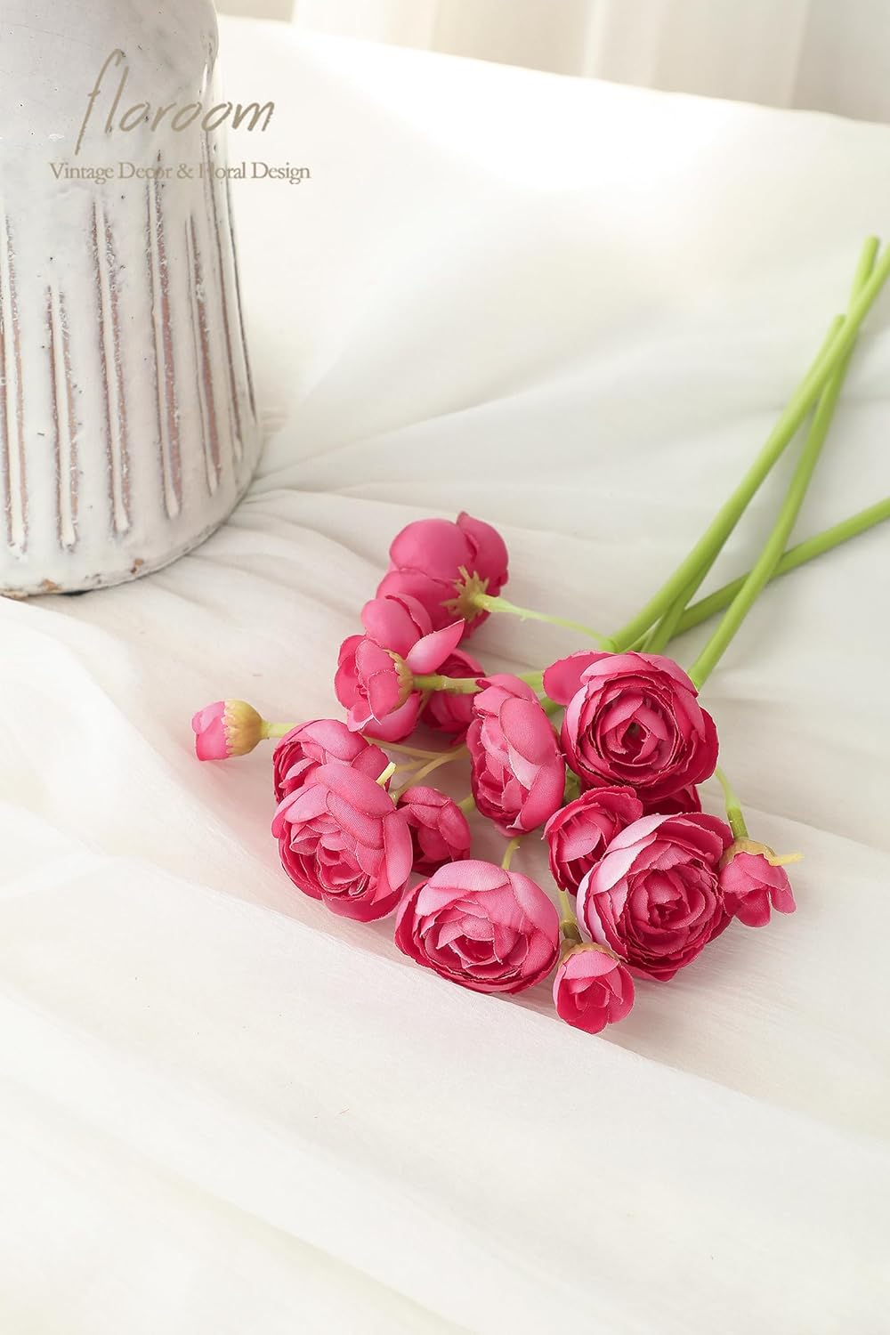 Ranunculus Artificial Flowers 18 Pcs Dusty Rose Faux Silk Mini Ranunculus Bulk Fake Wedding Filler Flowers for DIY Bouquets, Centerpieces, Bridal Shower Decorations & Arrangements
