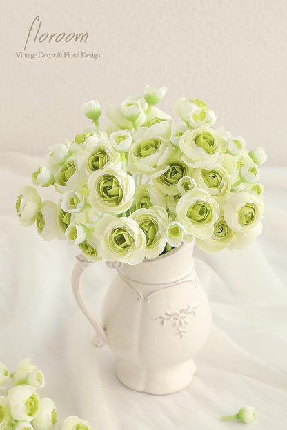 Ranunculus Artificial Flowers 18 Pcs Dusty Rose Faux Silk Mini Ranunculus Bulk Fake Wedding Filler Flowers for DIY Bouquets, Centerpieces, Bridal Shower Decorations & Arrangements