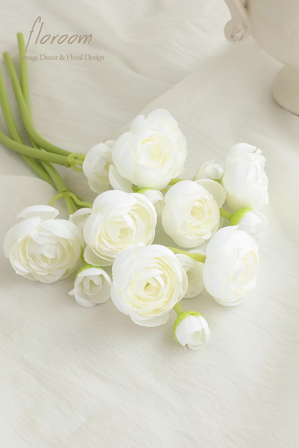 Ranunculus Artificial Flowers 18 Pcs Dusty Rose Faux Silk Mini Ranunculus Bulk Fake Wedding Filler Flowers for DIY Bouquets, Centerpieces, Bridal Shower Decorations & Arrangements
