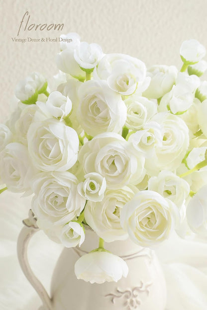 Ranunculus Artificial Flowers 18 Pcs Dusty Rose Faux Silk Mini Ranunculus Bulk Fake Wedding Filler Flowers for DIY Bouquets, Centerpieces, Bridal Shower Decorations & Arrangements