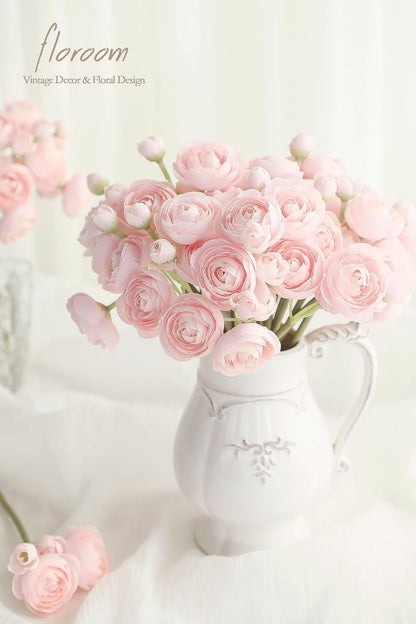 Ranunculus Artificial Flowers 18 Pcs Dusty Rose Faux Silk Mini Ranunculus Bulk Fake Wedding Filler Flowers for DIY Bouquets, Centerpieces, Bridal Shower Decorations & Arrangements