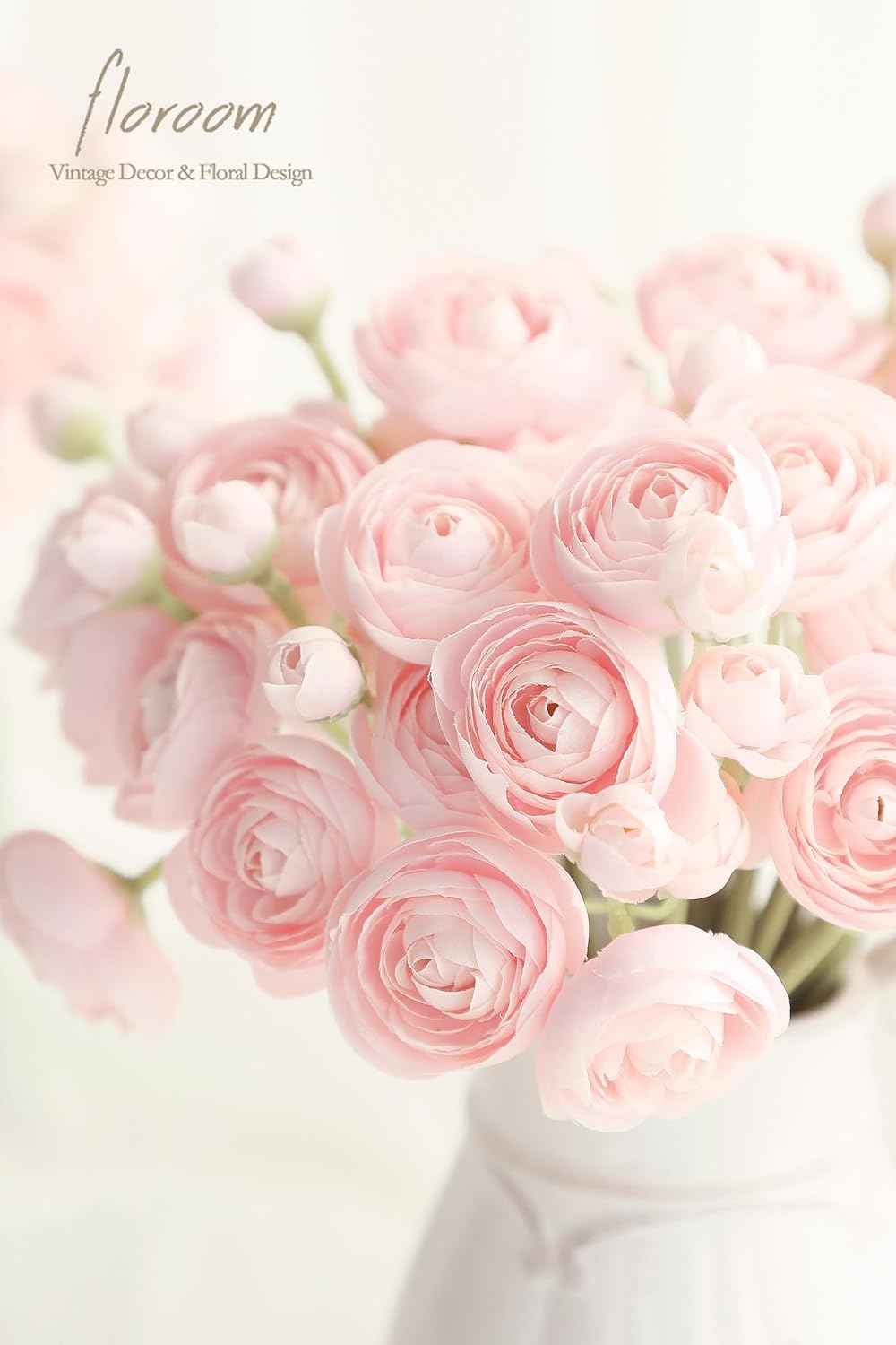 Ranunculus Artificial Flowers 18 Pcs Dusty Rose Faux Silk Mini Ranunculus Bulk Fake Wedding Filler Flowers for DIY Bouquets, Centerpieces, Bridal Shower Decorations & Arrangements