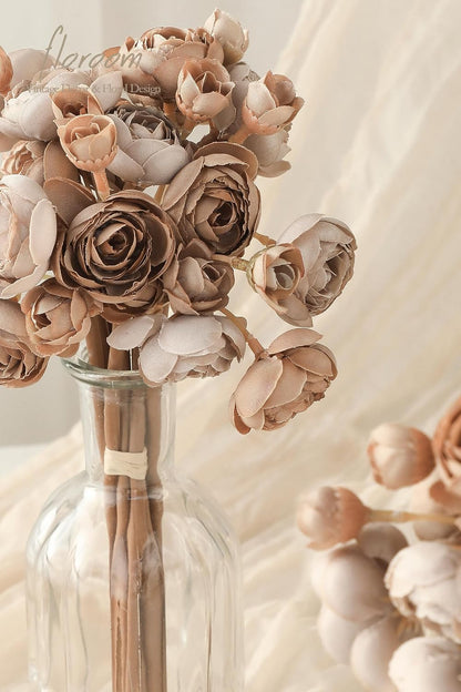 Ranunculus Artificial Flowers 18 Pcs Dusty Rose Faux Silk Mini Ranunculus Bulk Fake Wedding Filler Flowers for DIY Bouquets, Centerpieces, Bridal Shower Decorations & Arrangements