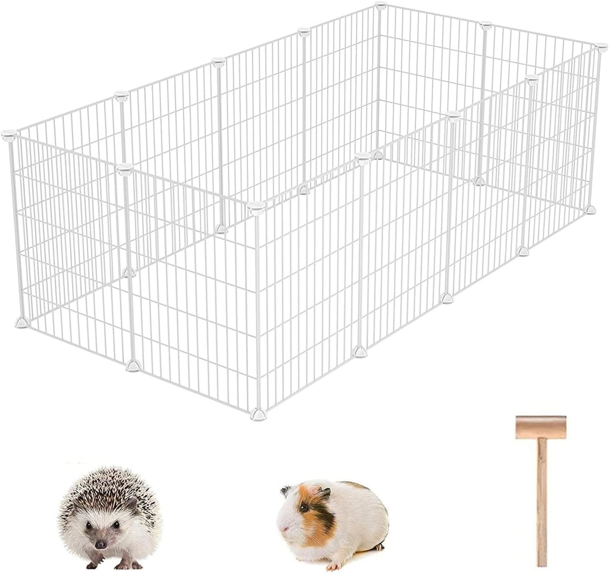 Pet Playpen, Small Animals Supplies, 12 Panels, 12" × 15", White