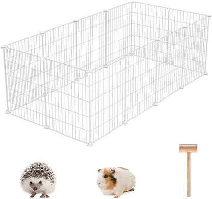 Pet Playpen, Small Animals Supplies, 12 Panels, 12" × 15", White