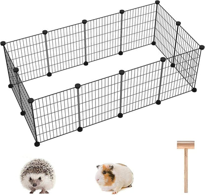 Pet Playpen, Small Animals Supplies, 12 Panels, 12" × 15", White