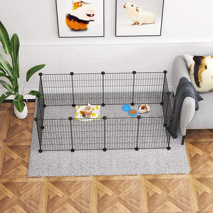 Pet Playpen, Small Animals Supplies, 12 Panels, 12" × 15", White