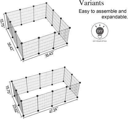 Pet Playpen, Small Animals Supplies, 12 Panels, 12" × 15", White
