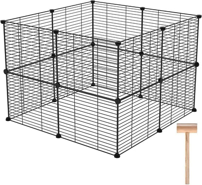 Pet Playpen, Small Animals Supplies, 12 Panels, 12" × 15", White