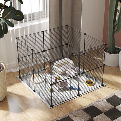 Pet Playpen, Small Animals Supplies, 12 Panels, 12" × 15", White