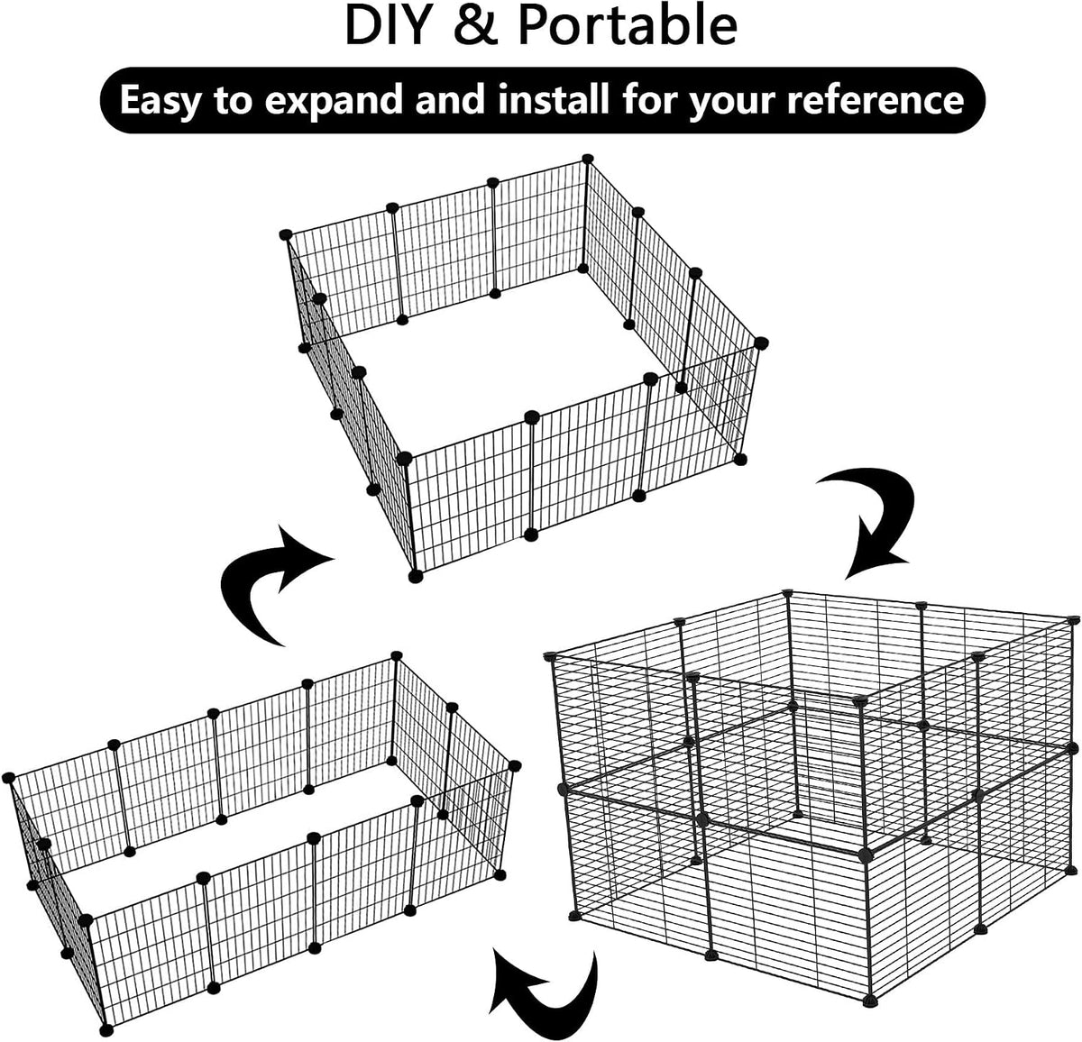 Pet Playpen, Small Animals Supplies, 12 Panels, 12" × 15", White